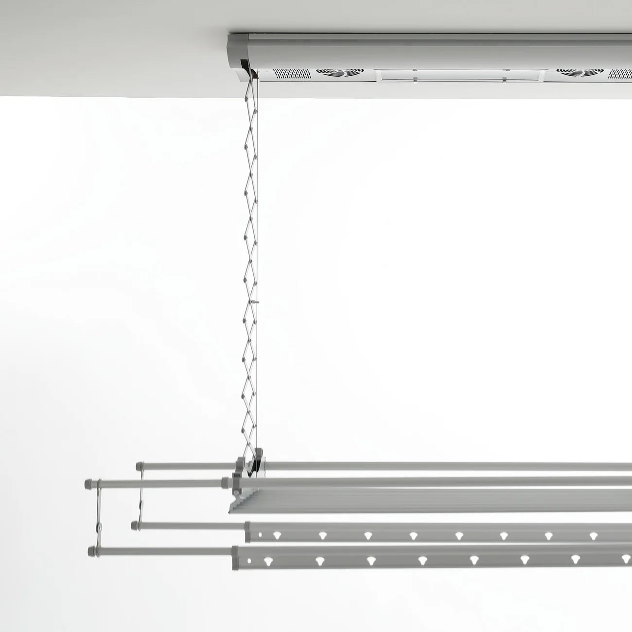 Ceiling-mounted dryer/airer on a white background
