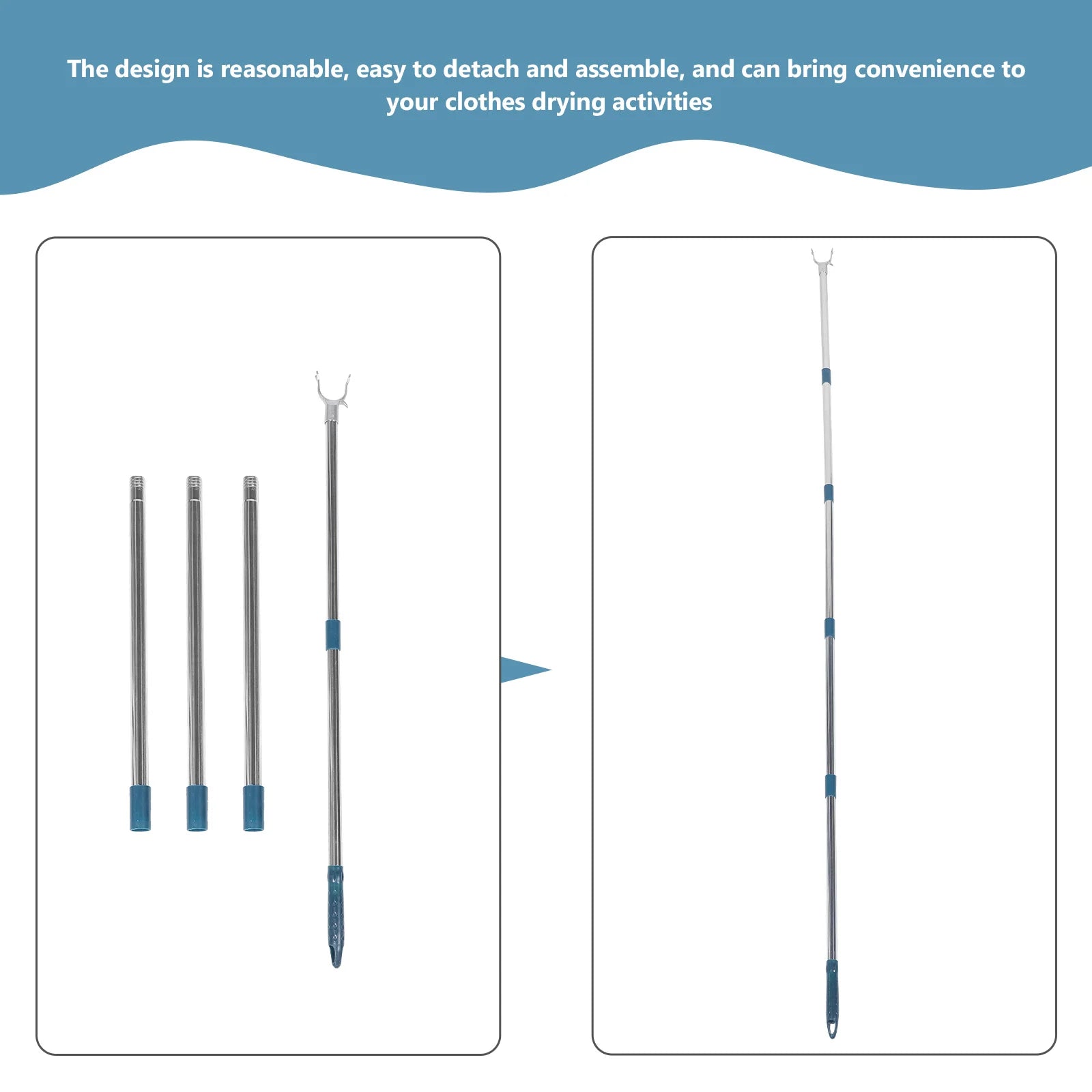 Clothes drying rack with extendable poles on a white background