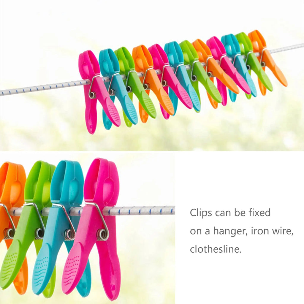 Colorful clothespins on a clothesline