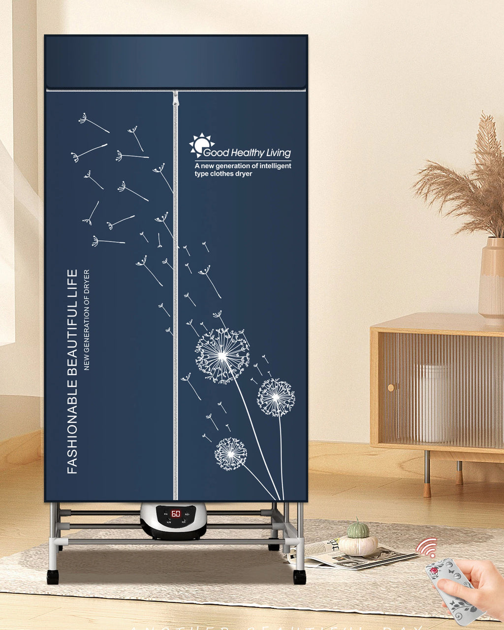 Electric clothes dryer in a room setting