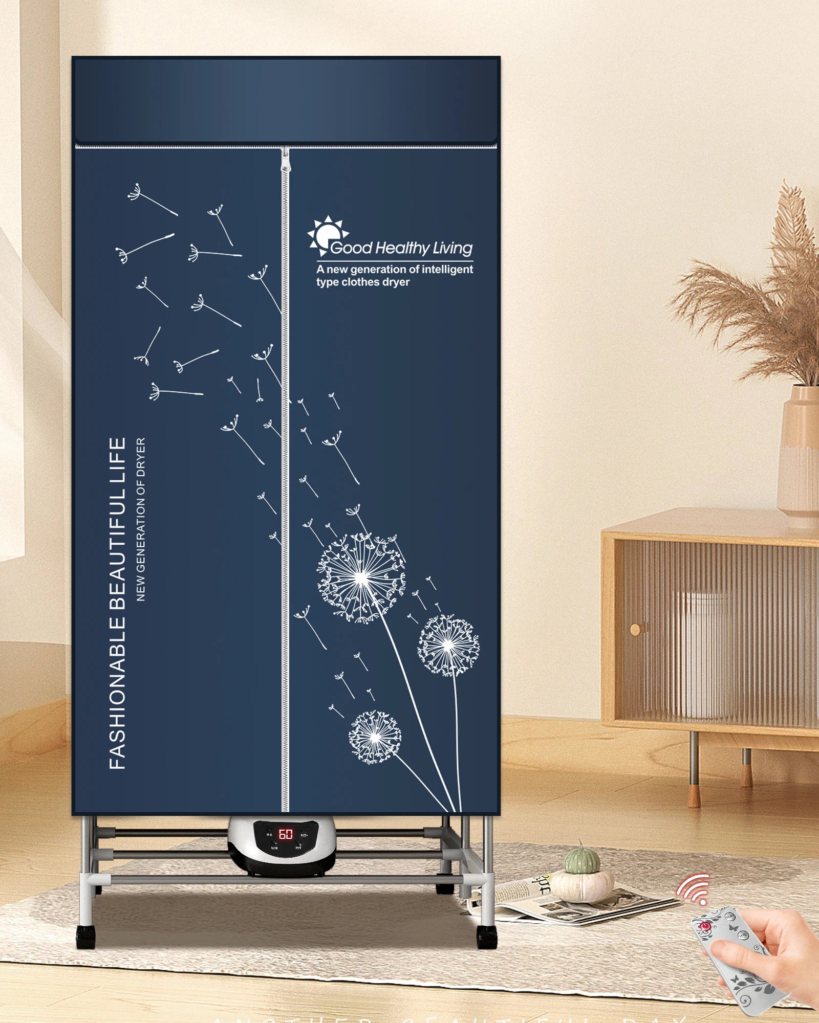 Electric clothes dryer in a room setting