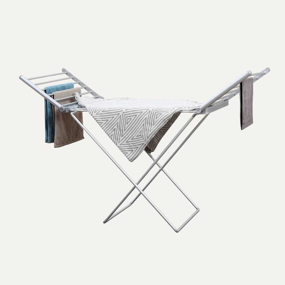 Folding Wing-Style Heated Clothes Airer – Portable Electric Drying Rack