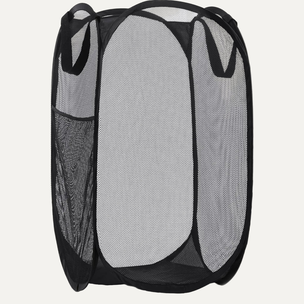 Large Collapsible Mesh Laundry Basket on a white background