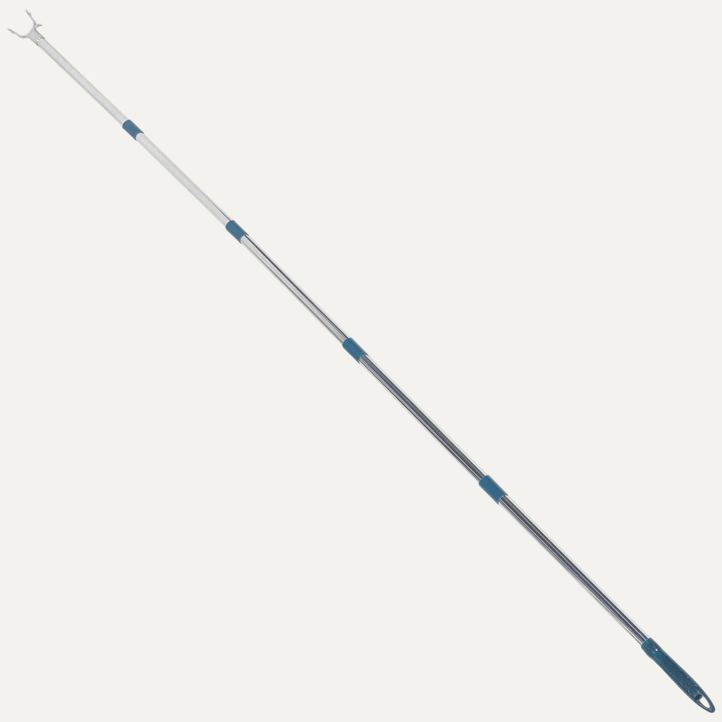 Telescopic pole with a blue handle on a white background