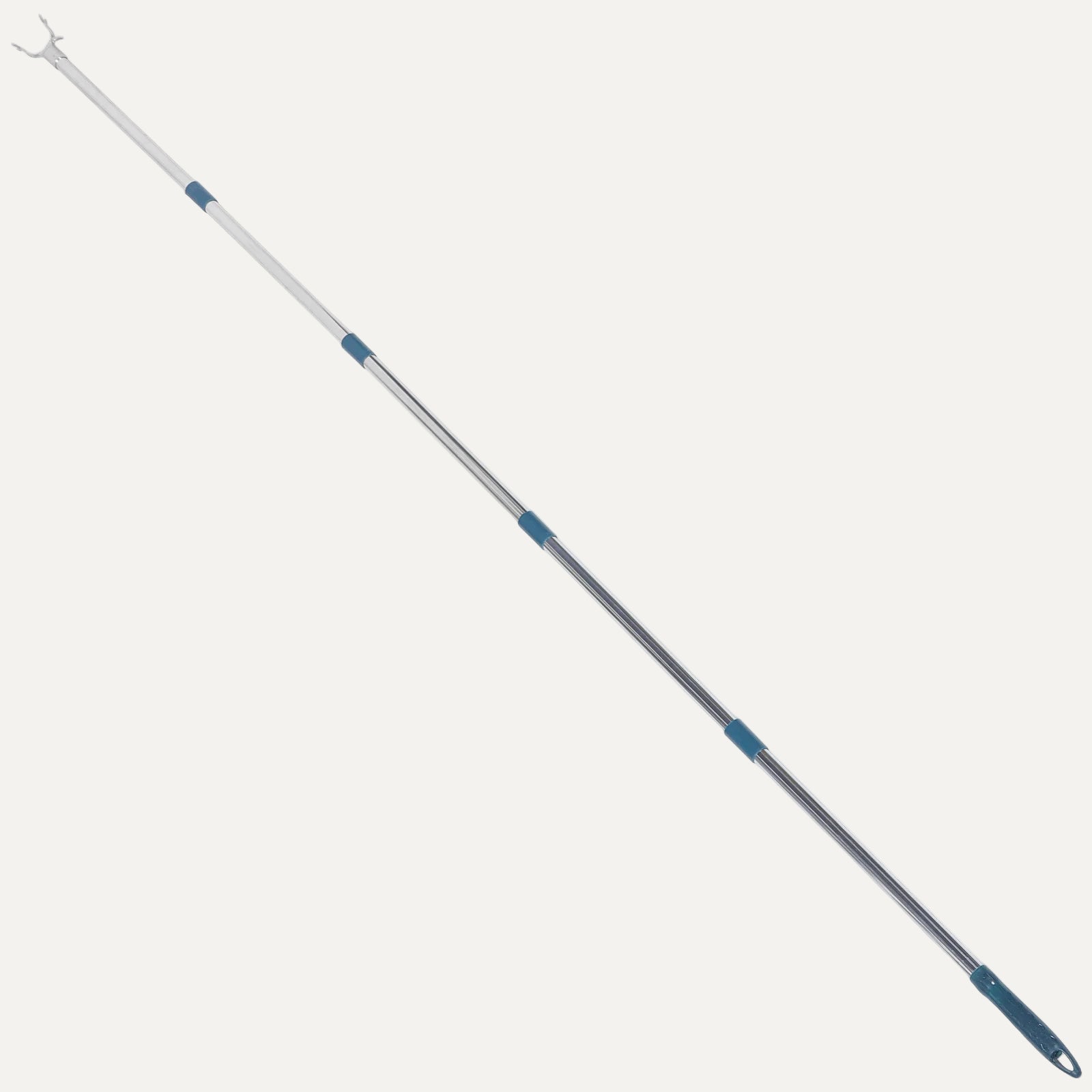 Telescopic pole with a blue handle on a white background