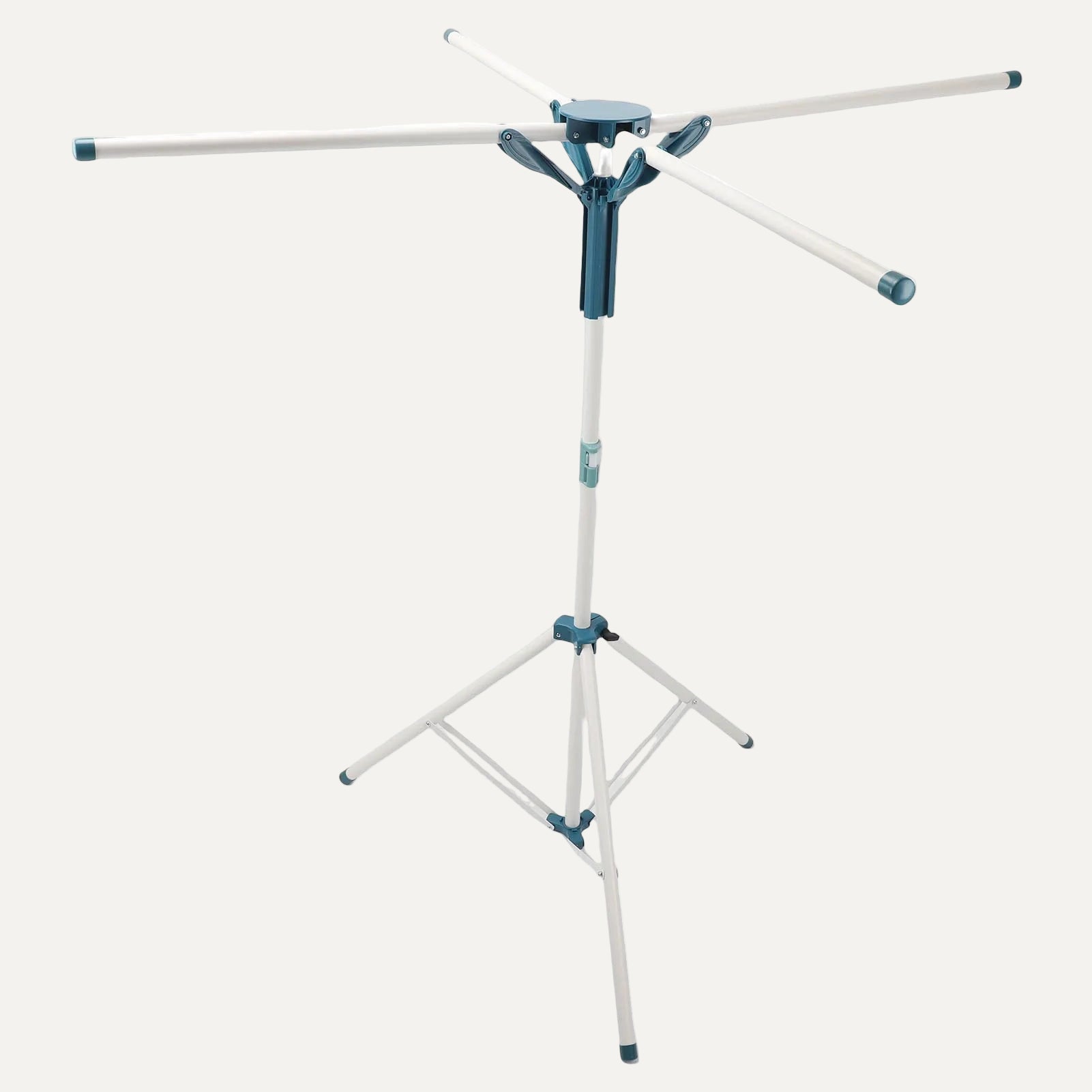 Tripod-Style foldable drying rack/clothes airer on a white background