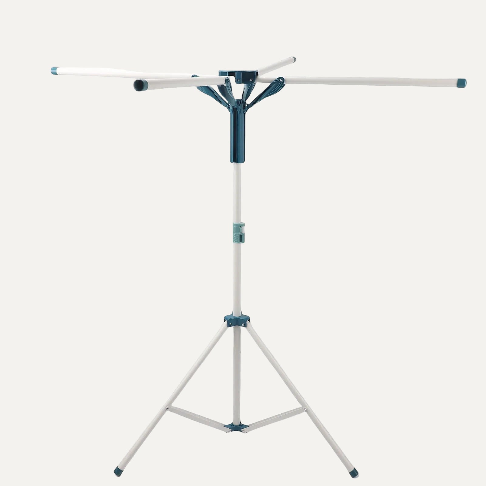Tripod-Style foldable drying rack/clothes airer on a white background