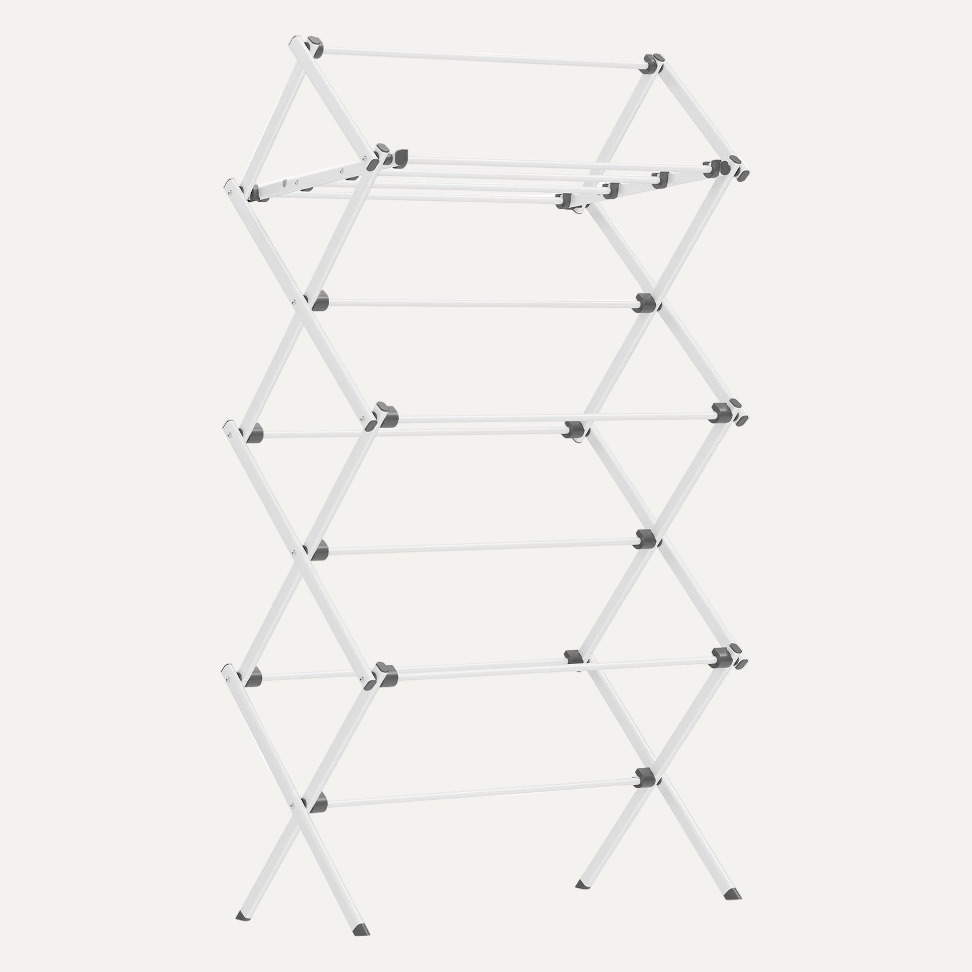 White metal drying rack/airer on a white background