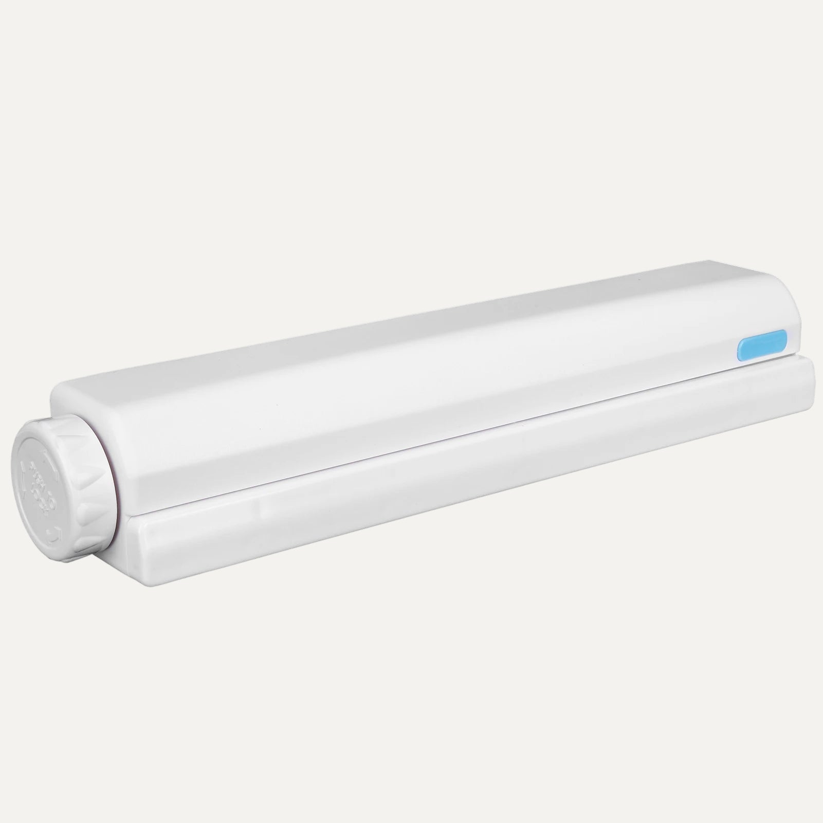 White retracted clothesline on a white background